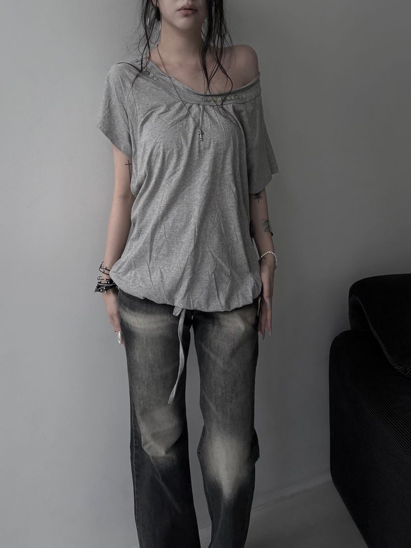 shell button volume strap top (3color)
