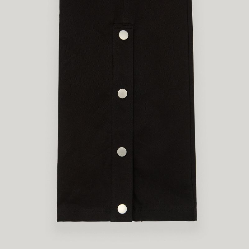 Black Slit Snap Long Pants