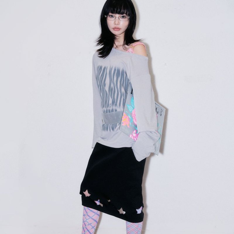 VISUAL COLLECTOR（ビジュアルコレクター）の「Brushed Fleece Glitch Top [Lavender gray]（Tops）」