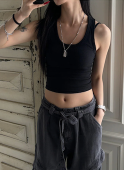 [BASIC ITEM] Rib crop sleeveless(9color)