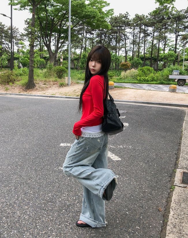 Becky Rough Damaged Denim Pants