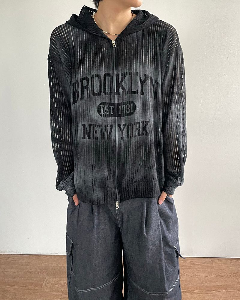 ブルースプレーメッシュフードジップアップ