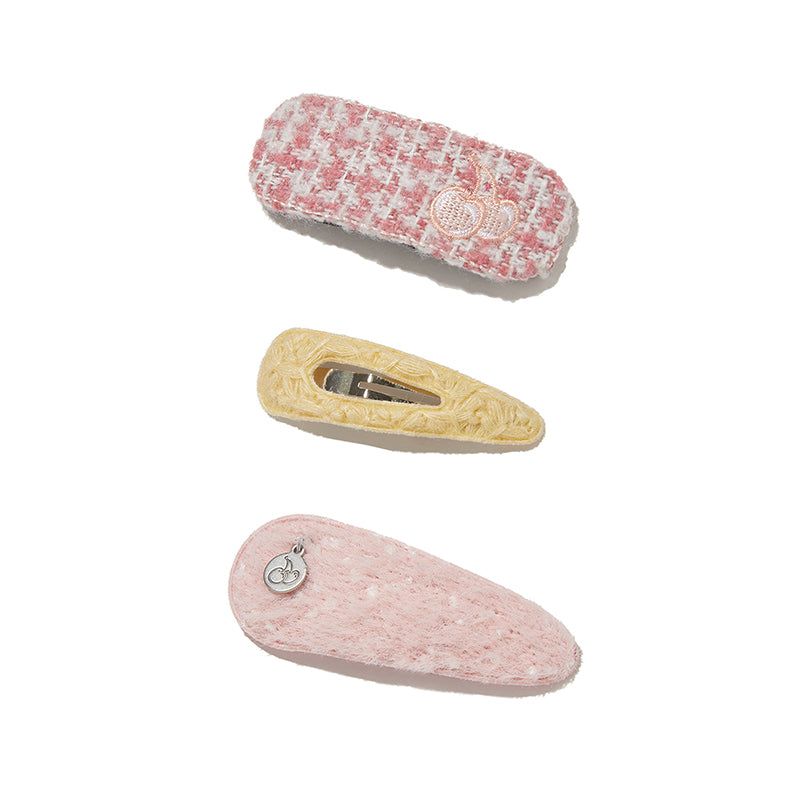 CHERRY KNIT HAIR PIN SET [SALMON]