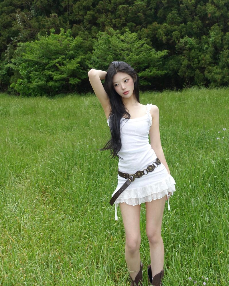 frill shirring mini dress
