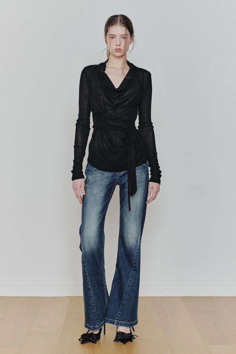 PAIN OR PLEASURE（ペインオアプレジャー）の「LILY COWL RIBBON TOP black（Tops）」
