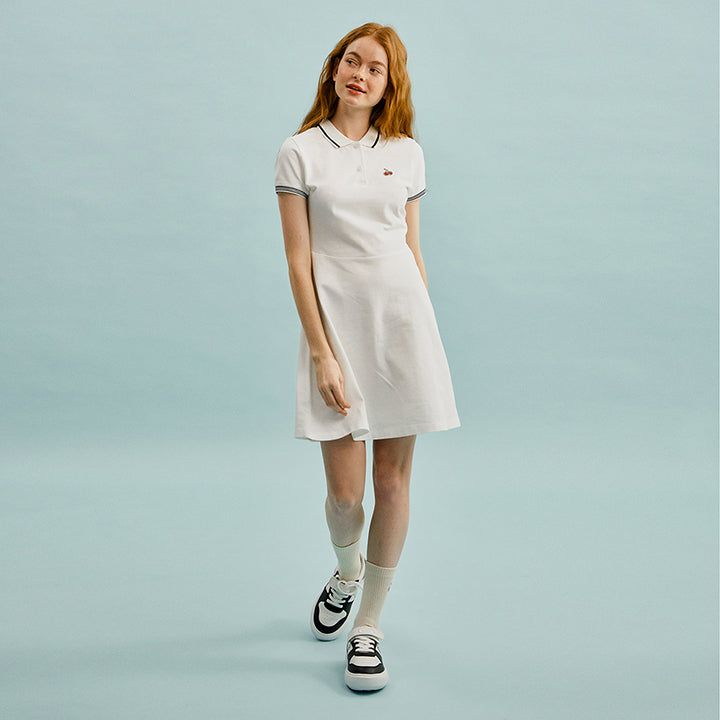 KIRSH（キルシー）の「SMALL CHERRY FLARED PIQUE DRESS [WHITE]（Dresses）」
