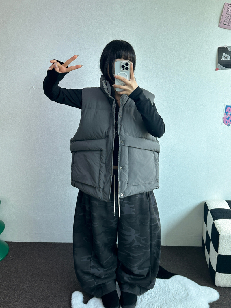 OVER WIDE VEST PADDING🩶🤍🖤☁ - 4 COLORS