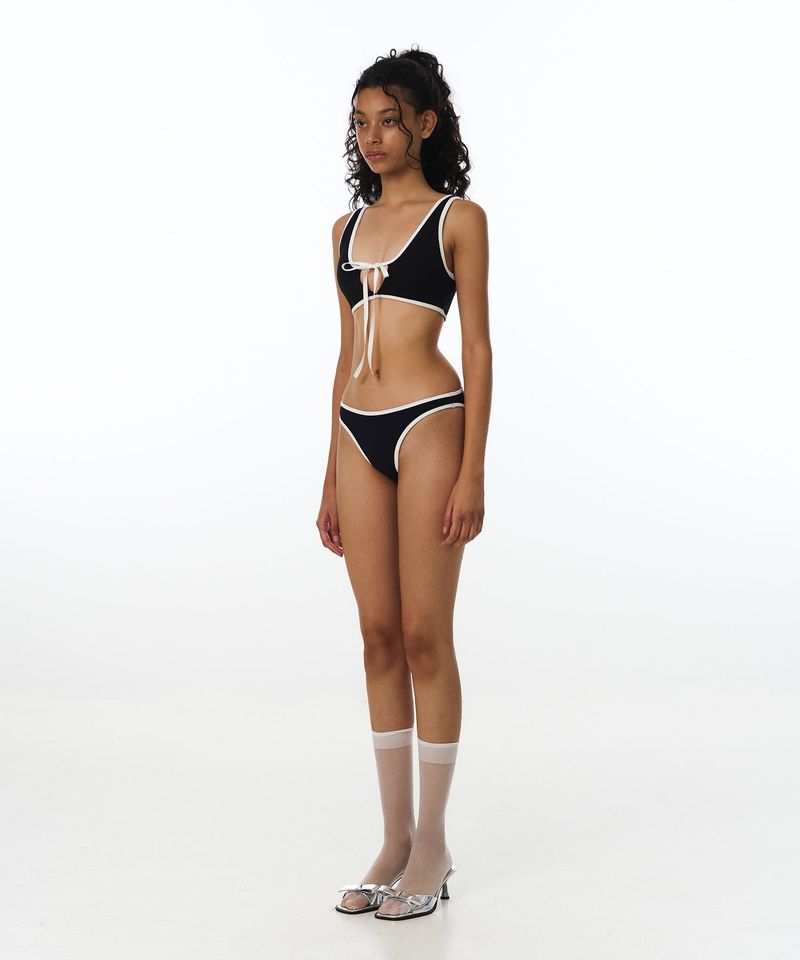 Line Ribbon Dual Bikini Bra (Black)
