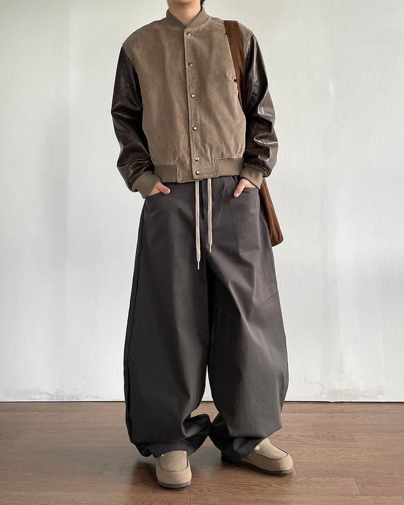 Baseball Corduroy Leather Jacket