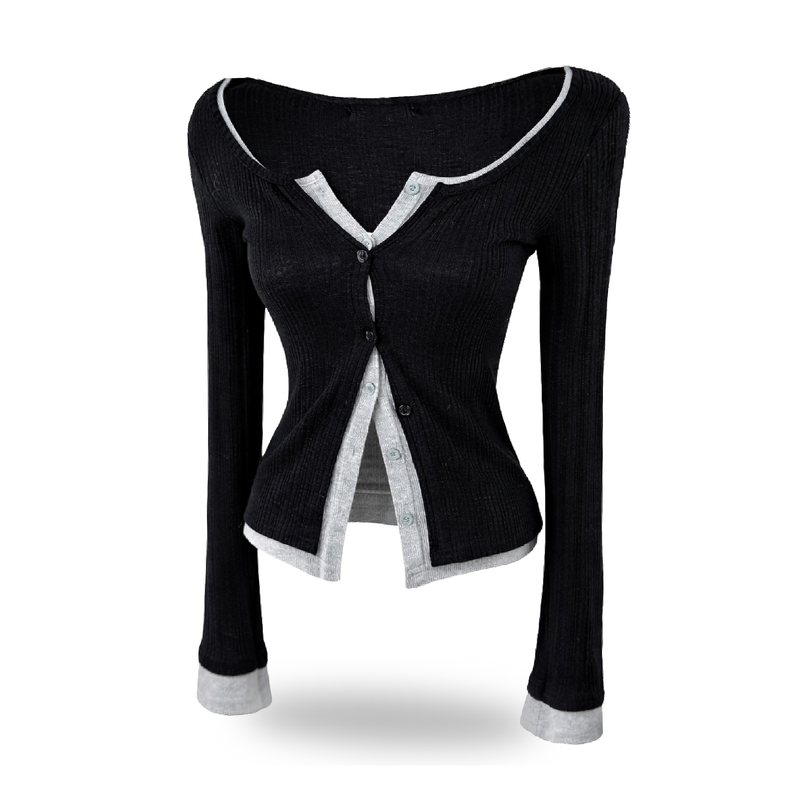 Seline Layered Rib Cardigan