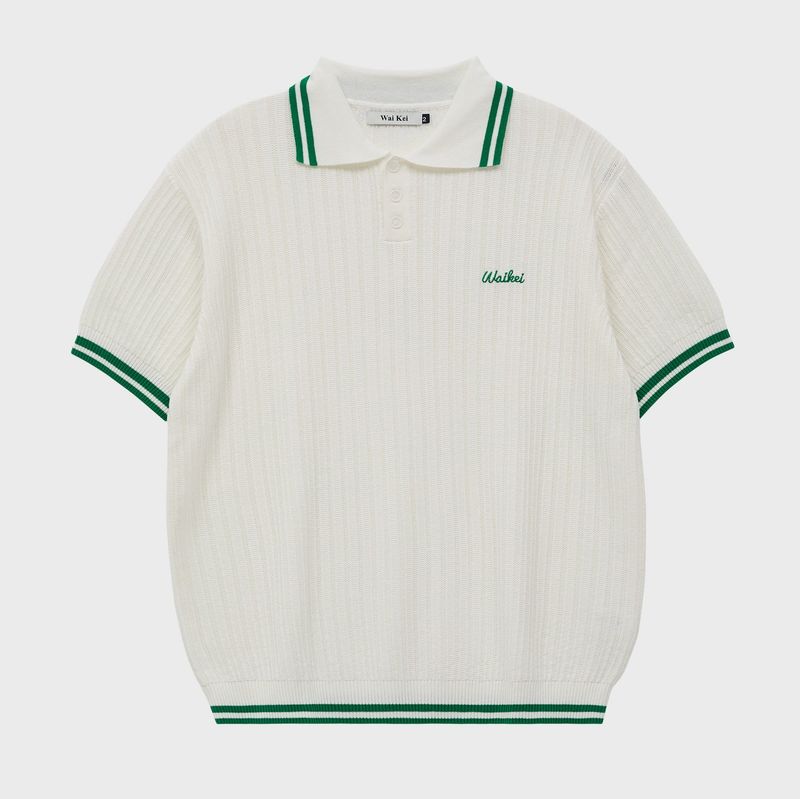 WaiKei(ワイケイ)の「Line collar half sleeve knit(Tops)」