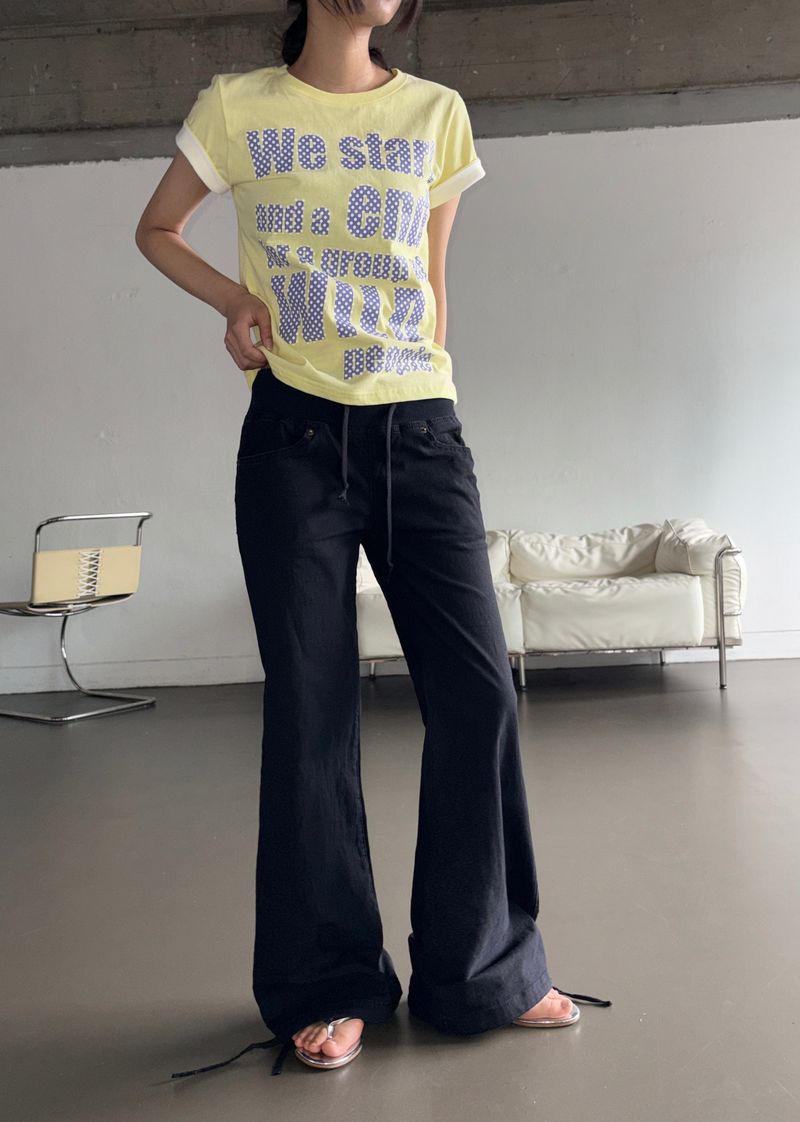 Rizley Elastic Waist Cotton Bootcut Pants 2color