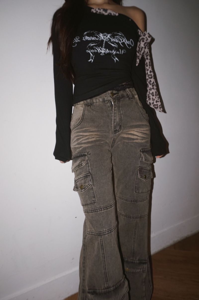 Pocket Semi Bootcut Denim Pants