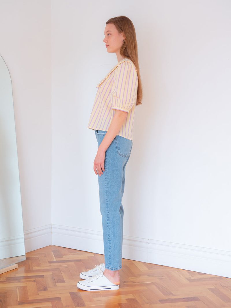 STRIPE RUFFLE COLLAR BLOUSE_YELLOW