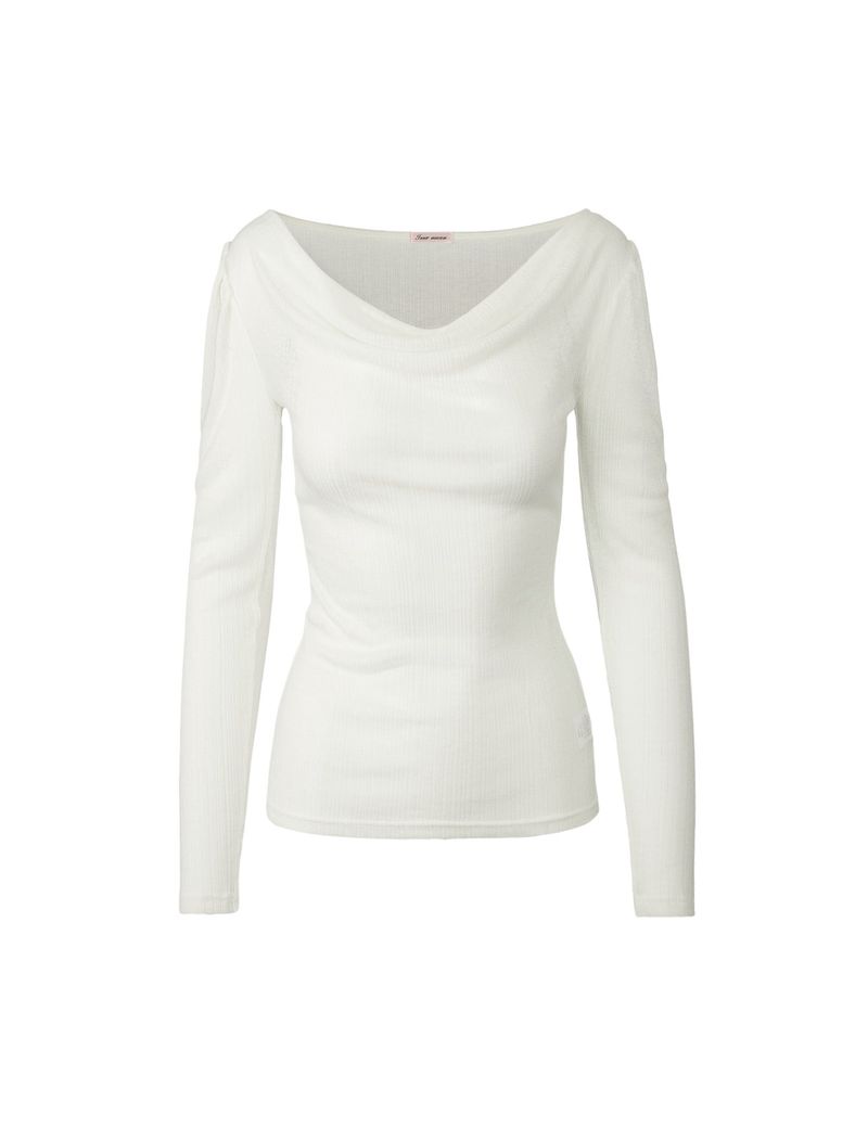 Shirring Cowl Neck Blouse (IVORY)