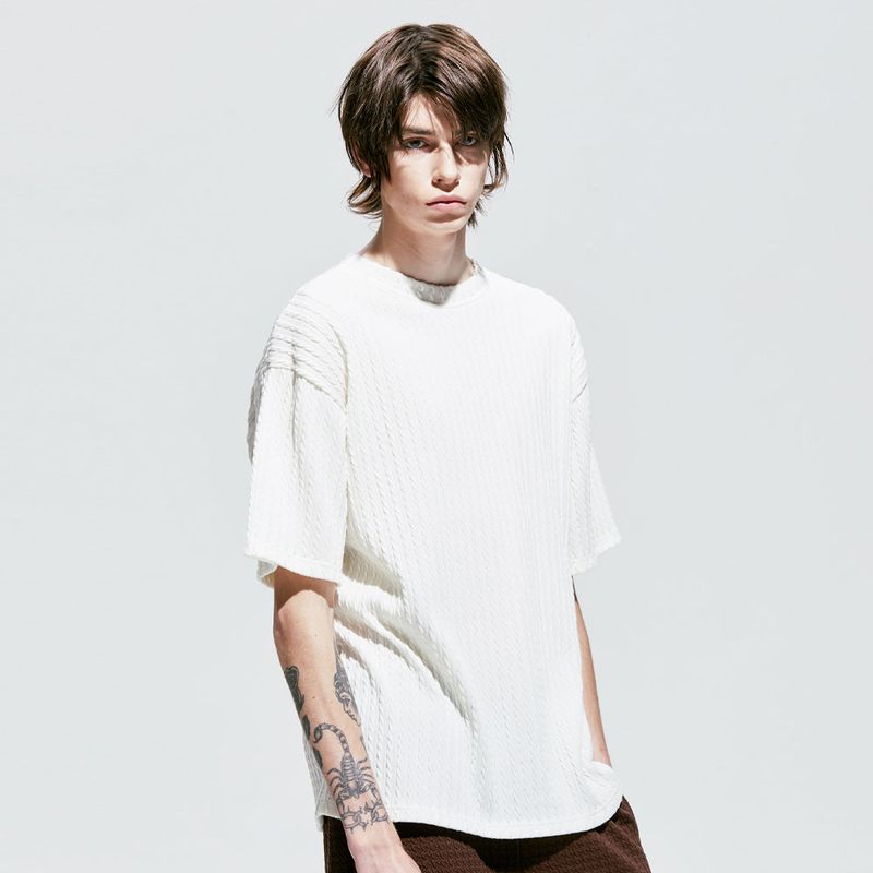 jacquard knit t-shirt ivory
