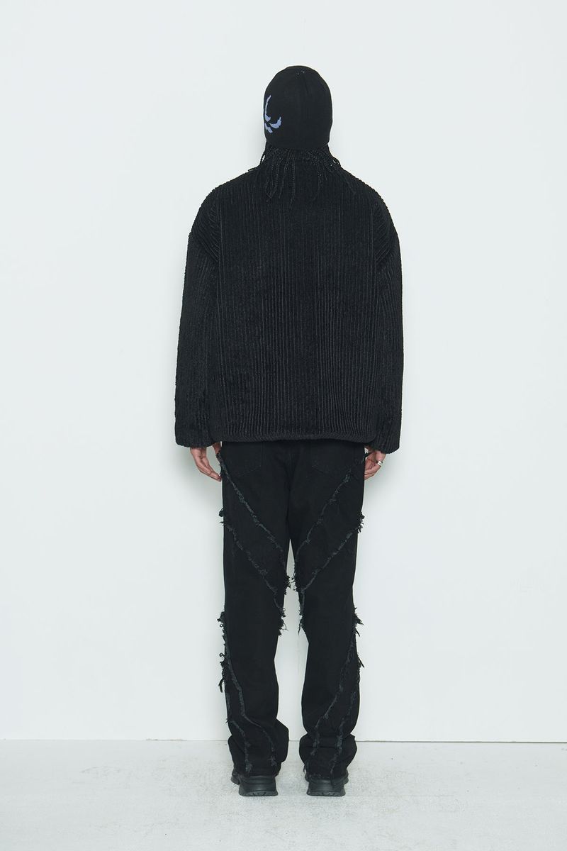 Black Stripe Sherpa Fur Jacket