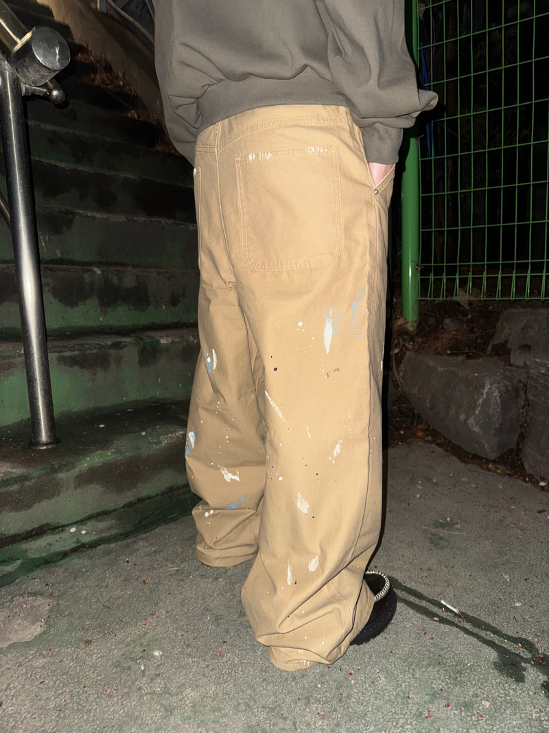 Vintage Painted Cotton Wide Pants