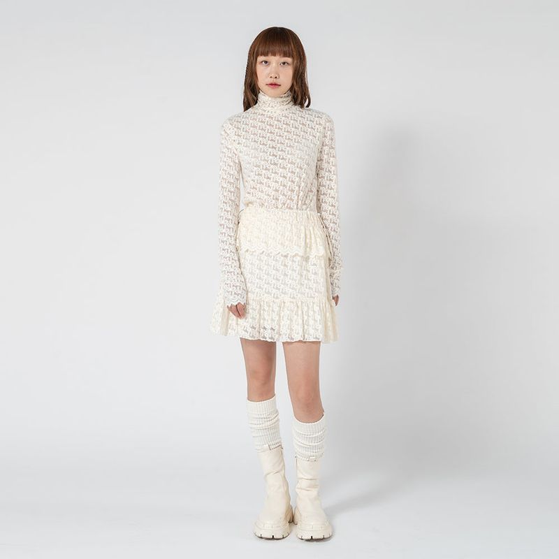 ZOE RIBBON MINI SKIRT_CREAM