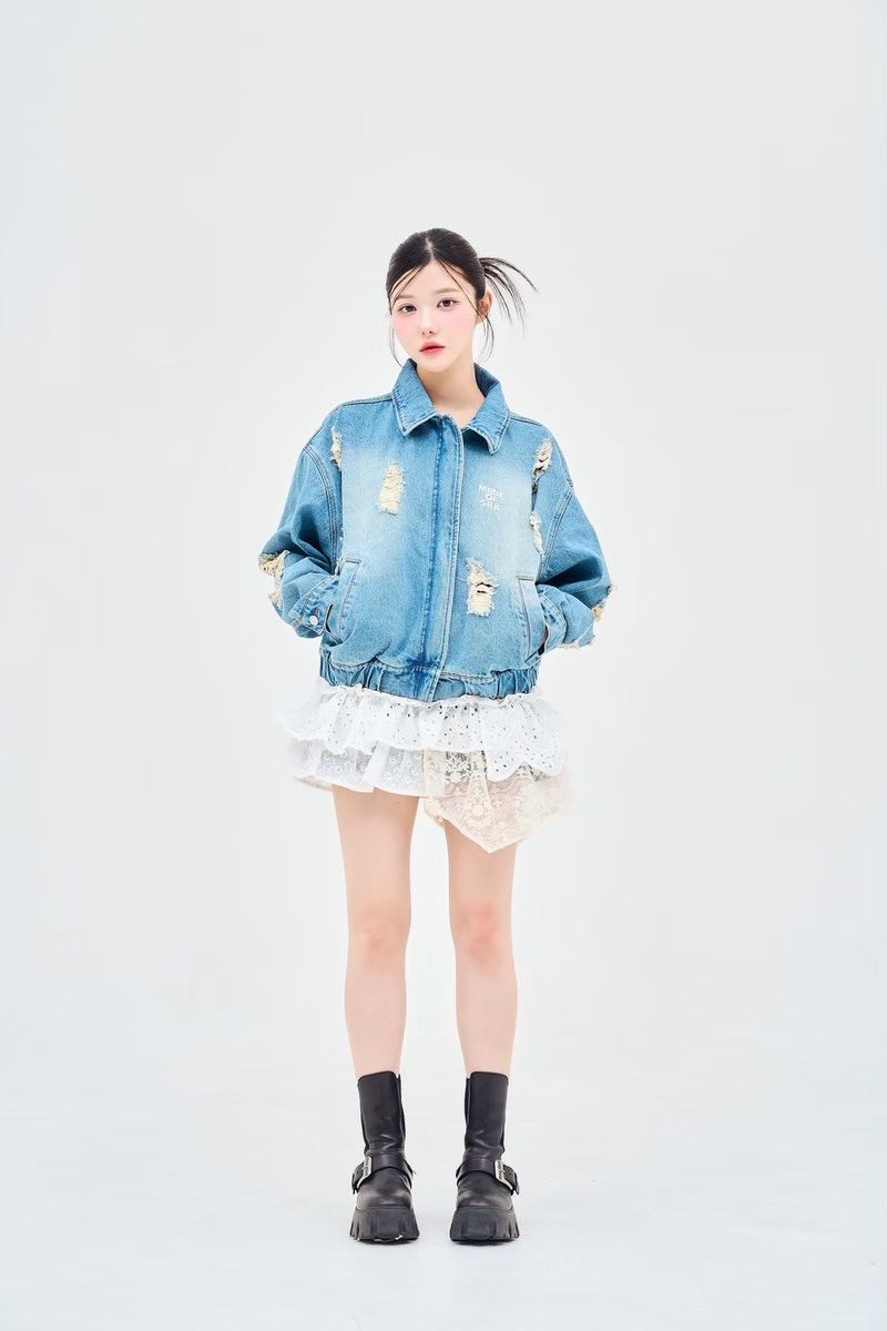 made of silk（メイドオブシルク）の「ダメージデニムジャケット（ジャケット/アウター）」