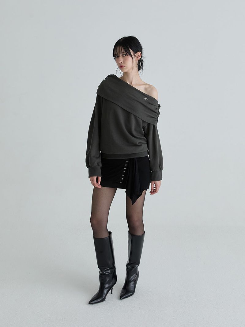 Cardigan layered skirt (Black)