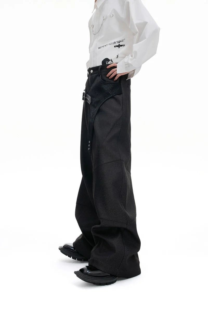 Croc Trim Straight Trousers