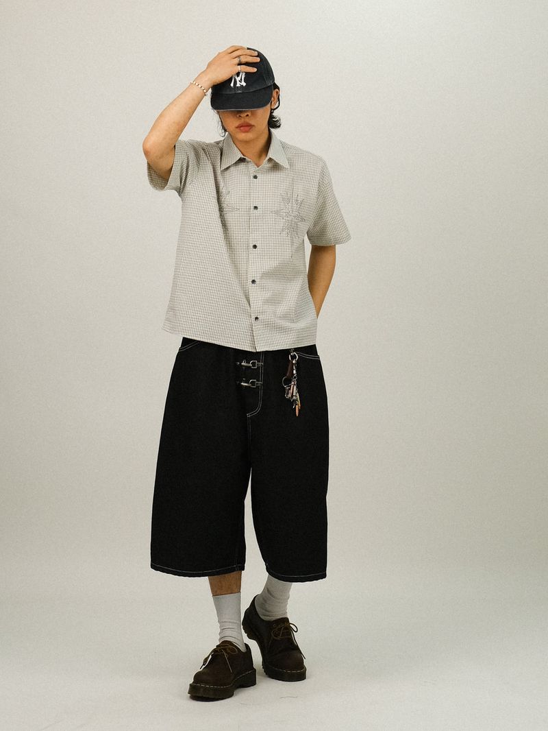 WY Hook Buckle Bermuda Denim Pants