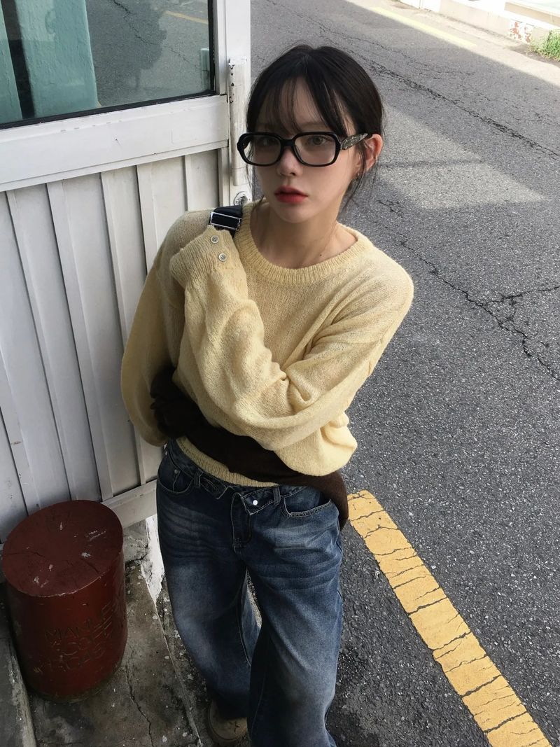 Plum Folding Wide Denim Pants (2c)