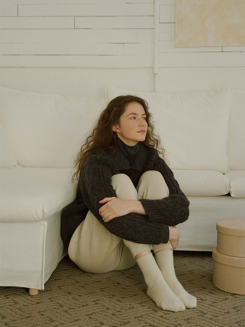 Lambswool knit jogger pants