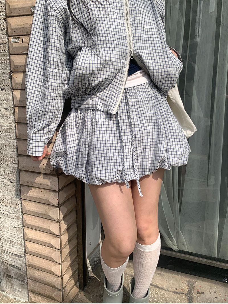 CHECK BALLOON SKIRT (2C)
