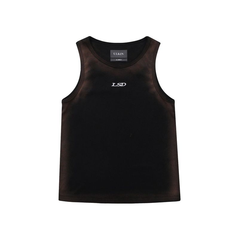 ULKIN（オルキン）の「[24SS LSD COLLECTION] Bleach Washing Logo Recycle Sleeveless_Black（Tops）」