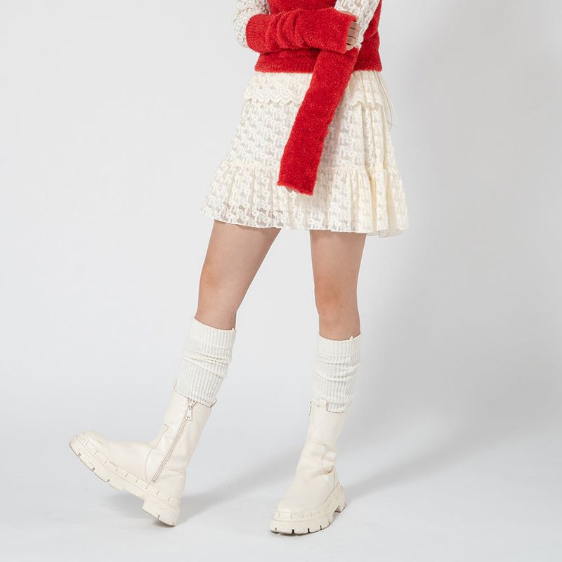 UNUSUALNORMAL（アンユージュアルノーマル）の「ZOE RIBBON MINI SKIRT_CREAM（Skirts）」