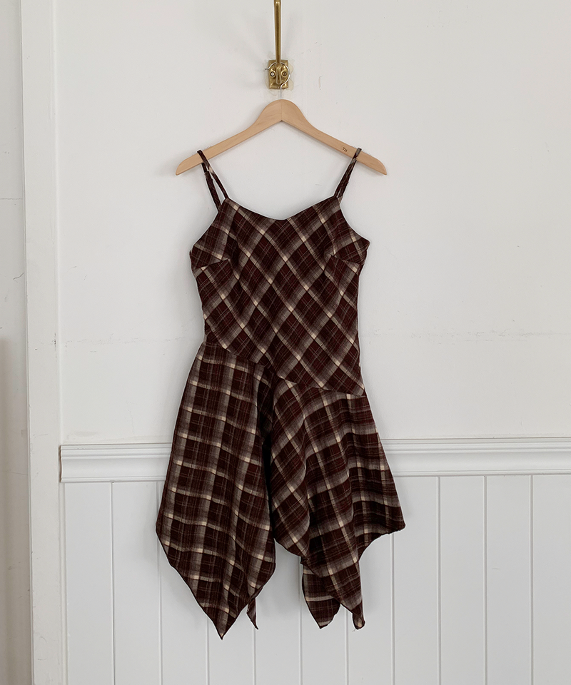Mute Unbalanced Bustier Checkered Dress