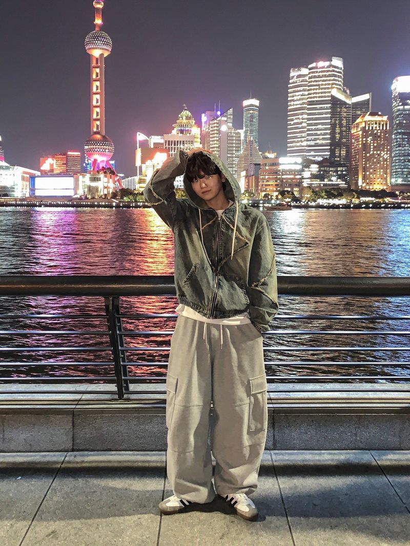 Nanjing vintage denim hooded jacket