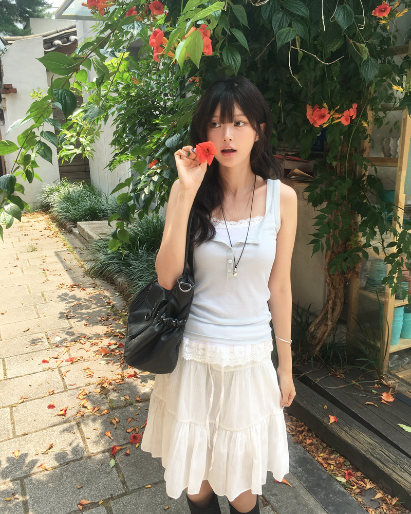 Tencel button sleeveless