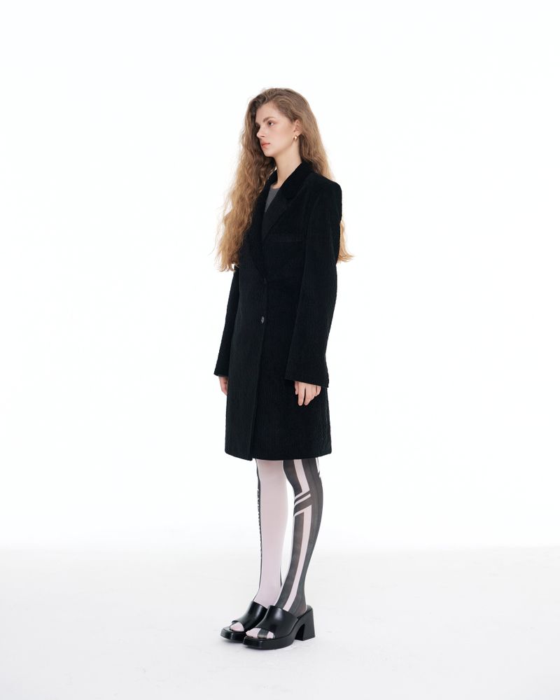 [ICC22WJK05BK] LOGO CORDUROY COAT - BLACK