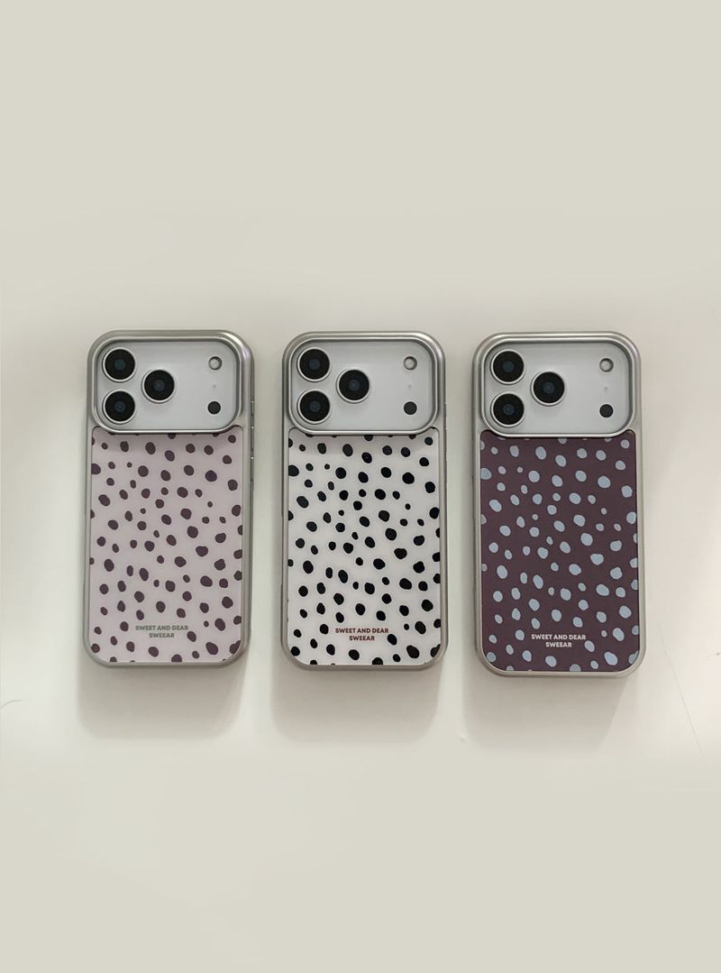DOT LEOPARD SILVER GLASS CASE ( IOVRY BLACK )