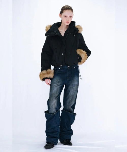 OVERLAP TUCK DENIM PANTS