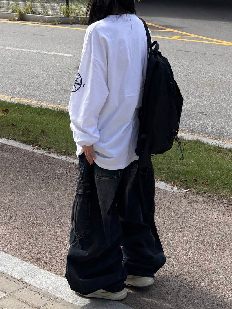 denim button cargo pants