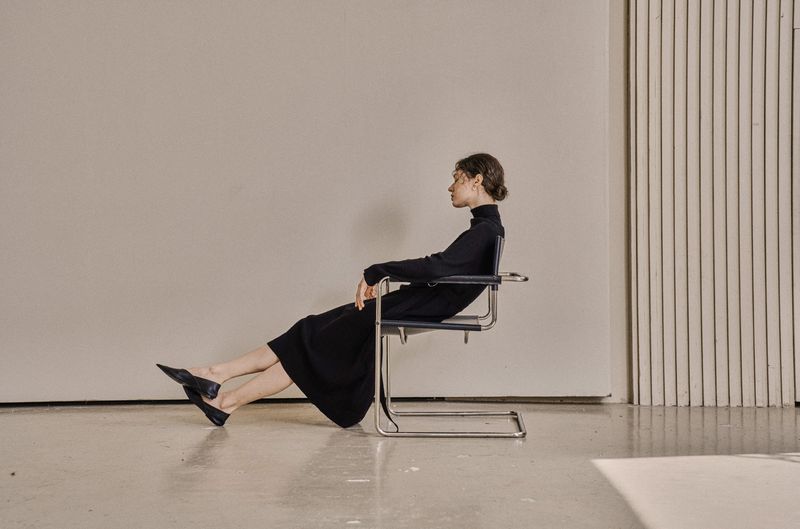 UNBALANCED KNIT DRESS_BLACK