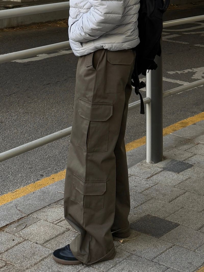 Cotton double cargo pants