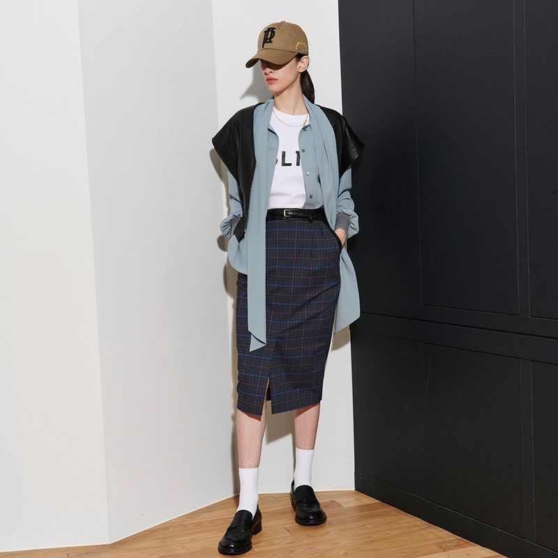 PUBLICKA X(パブリカエックス)の「 BONNIE BLOCK SKIRT, NAVY CHECK(Skirts)」