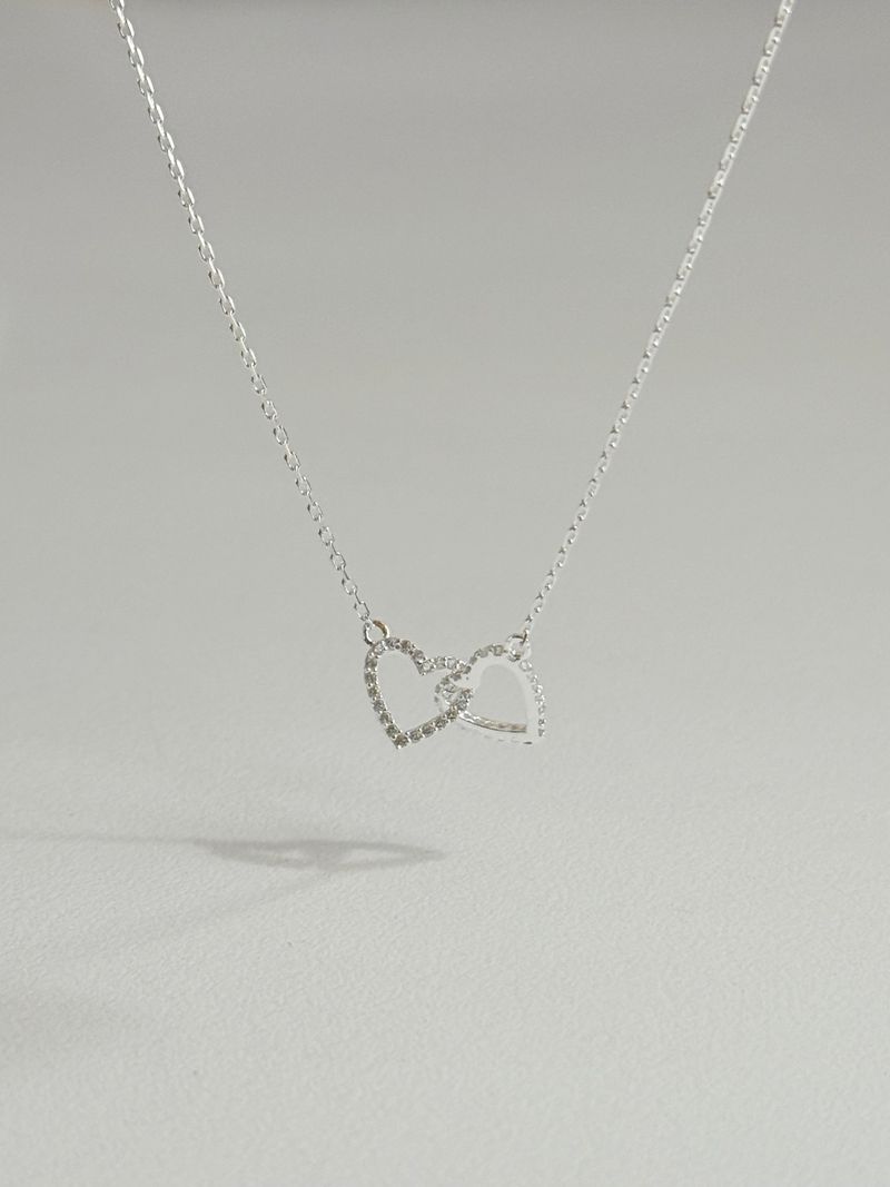 [silver 925] double heart necklace