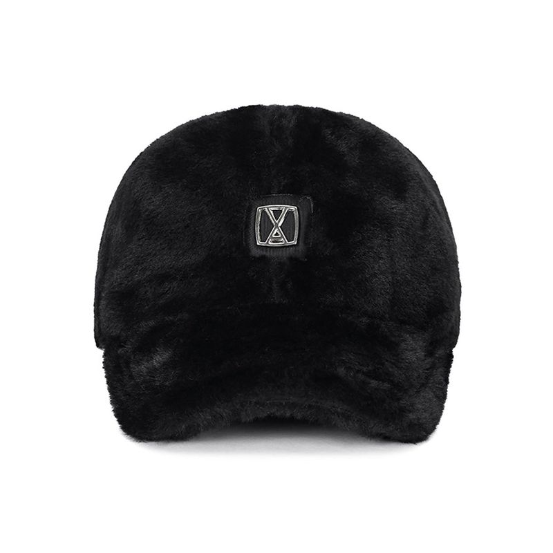 VA Square Stud Fur Ball Cap / Black
