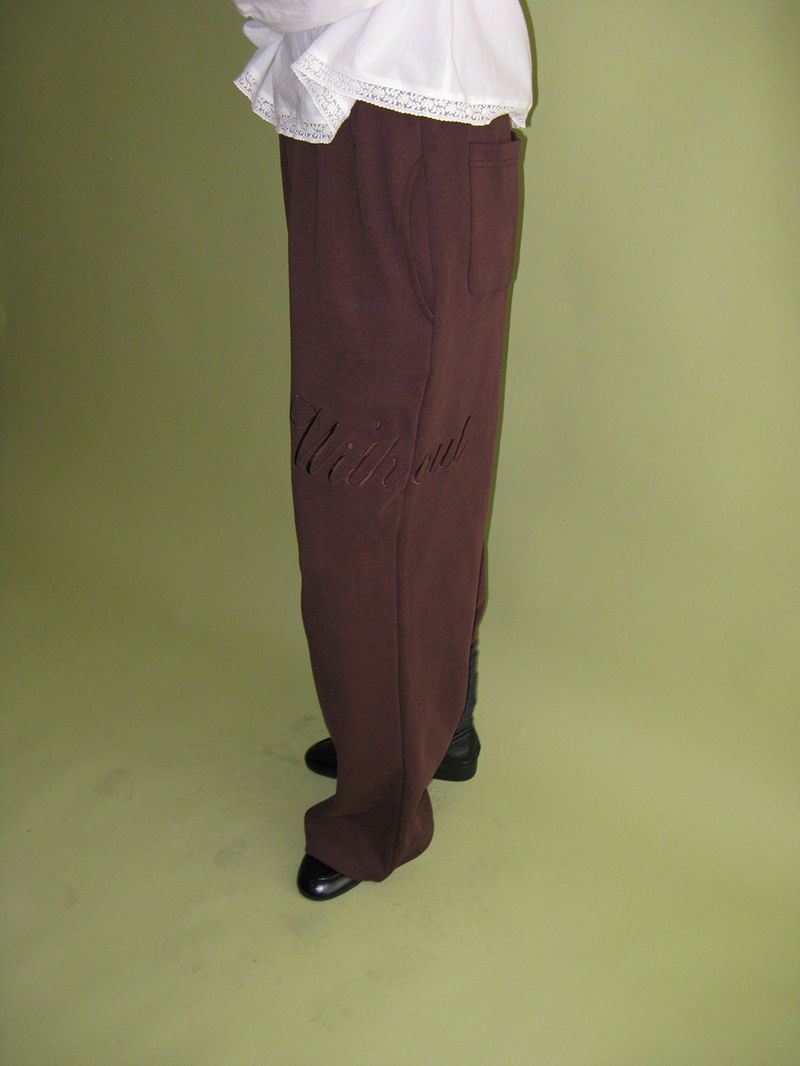 Lettering sweat pants_brown