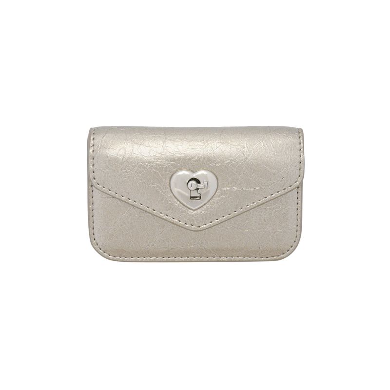 Heart Lock Compact Card Wallet Metal