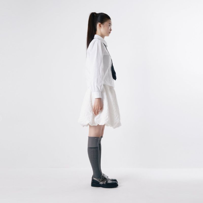 Round collar pintuck blouse 002
