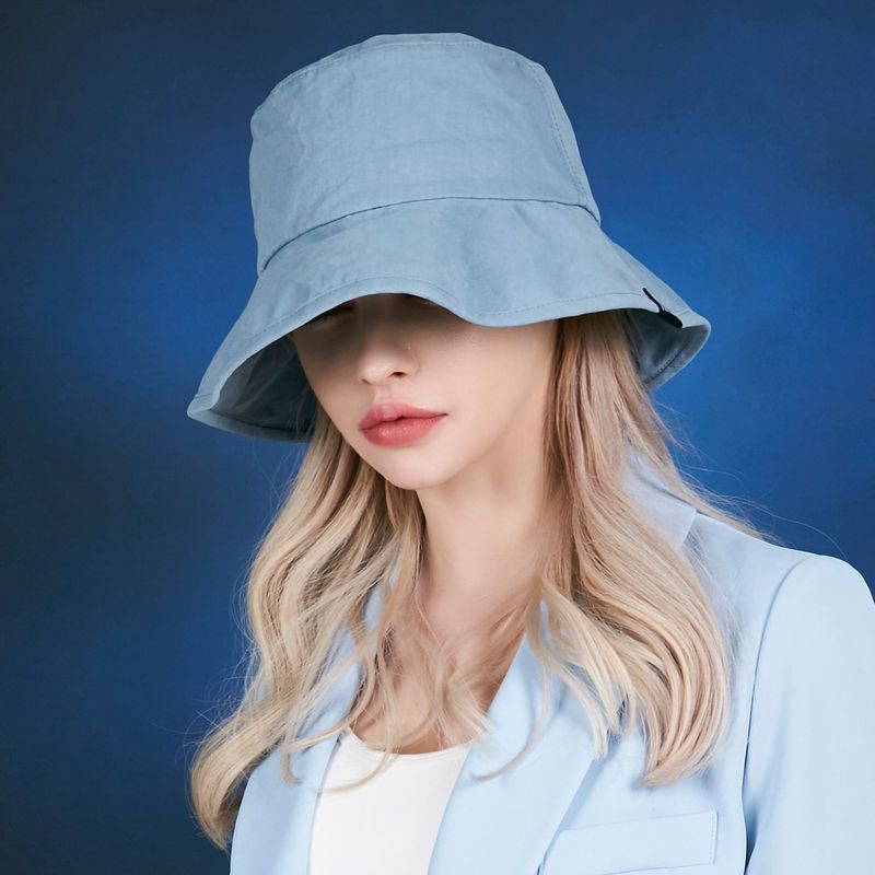 Wide brim wash bucket hat BLUE