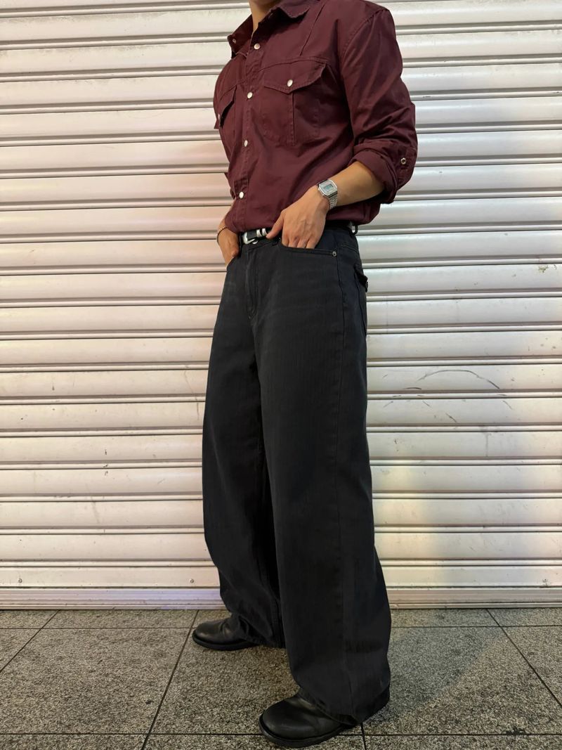 Herringbone Loose regular pants