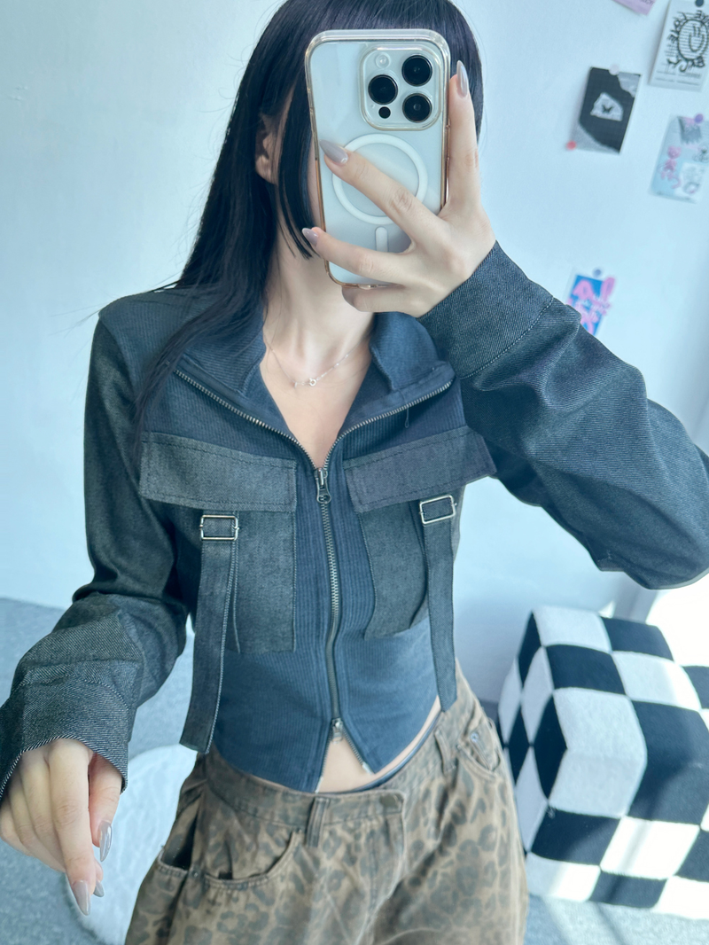 HIDDEN POCKET LEOPARD SPOT BALLOON DENIM🤎💚 - 2 COLORS